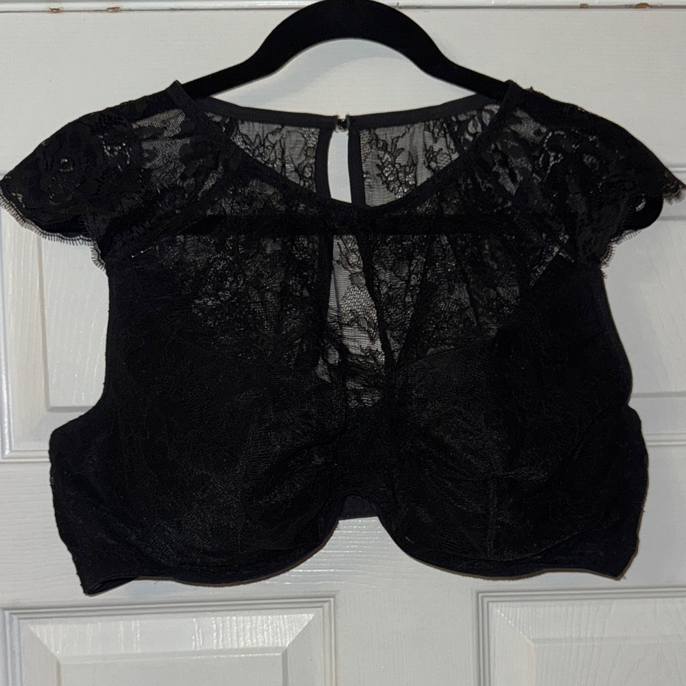 Black Neck High Lace Bra Lacey Bralette